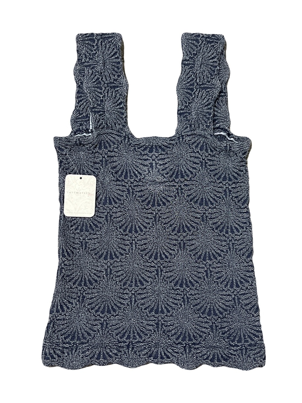 free people Love Letter Jacquard Camisole Top | Navy/ Gray | M/L - Picture 3 of 4